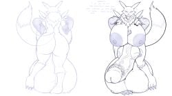 anthro ass barbed_glans character_sheet digimon digimon_(species) digimon_tamers enormous_balls enormous_breasts erection furry futa_only futanari huge_areola huge_cock hyper hyper_balls hyper_penis knotted_penis large_nipples line_art penis_on_balls playing_card renamon self_upload sketch solo standing thick_penis tony_takara trading_card_game wide_hips