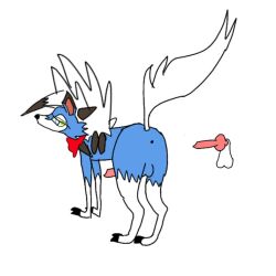 generation_7_pokemon lycanroc male male/male nintendo non-human pokemon pokemon_(species) shiny_(disambiguation) toony