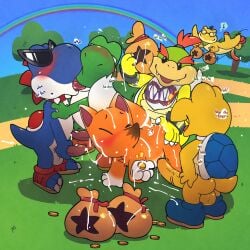 absurd_res all_fours anal anal_sex animal_crossing argon_vile ass backsack balls bandana bar_emanata bells_(animal_crossing) blep blue_koopa_troopa blush bodily_fluids boshi bowser_jr. bukkake butt_grab canid canine clothing coin crazy_redd crossover cum cum_everywhere cum_in_ass cum_inside cum_on_face cum_on_ground dialogue english_text erection eyewear footwear fox french_kissing gangbang gay genital_fluids genitals glasses glydon_(super_mario_odyssey) group group_sex hand_on_butt heart_symbol hi_res kerchief kissing koopa koopa_troopa long_penis male male/male mammal mario_(series) messy money_bag multiple_boys musical_note nintendo penetration penis penis_grab prostitution rainbow saliva sandals scalie sex speech_bubble sunglasses super_mario_odyssey super_mario_rpg super_mario_rpg_remake text tongue tongue_out yoshi