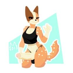 1futa anthro bluey_(series) bluey_(show) chilli_(bluey) chilli_heeler clothing curvy furry futa_only futanari gynomorph intersex looking_at_viewer simple_background simple_coloring simple_eyes simple_face simple_shading stage-01 tail topwear