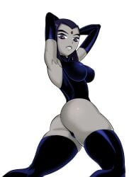 1girls big_breasts breasts butt dc dc_comics deemlyart female female_only purple_eyes purple_hair raven_(dc) solo tagme teen_titans