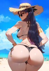 1girls ai_generated alternate_breast_size ass black_hair black_thong breasts bubble_butt dat_ass deity fate/grand_order fate_(series) female female_only floox goddess hi_res huge_ass ishtar_(fate) large_breasts light-skinned_female light_skin long_hair naughty_face red_eyes stable_diffusion thiccwithaq_(ai_style) thick_ass thick_thighs thong wide_hips