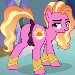 ai_generated animal_genitalia animal_pussy anus ass clitoris crotchboobs cutie_mark dock equid equine equine_anus equine_genitalia equine_pussy female feral feral_only friendship_is_magic fur hasbro horse luster_dawn_(mlp) mammal my_little_pony pink_body pink_fur pony puffy_anus pussy smile unicorn