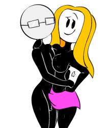 1boy 1futa big_breasts blonde_hair breasts cgp_grey clothed clothing duo futa_with_male futanari genitals glasses humanoid male mostly_nude nude penis simple_background standing stick_figure stickman tagme tiffany_(cgp_grey) white_background youtube