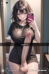 1futa absurd_res ai_generated amiiari balls big_breasts big_penis black_shirt bottomless busty clothed clothing detailed dickgirl erect_penis erection facing_viewer futa_only futanari giant_penis highres huge_breasts huge_cock hung_futanari long_penis massive_penis mature_female mirror open_door partially_clothed penis_out seductive selfie shirt skin_tight skindentation snapchat solo solo_focus standing testicles thick_penis thick_thighs tight_clothing