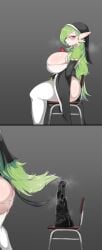 1girls 2024 absurd_res ass big_breasts blush bodily_fluids ddingyong dildo dildo_reveal dildo_sitting female female_only gardevoir generation_3_pokemon green_hair horsecock_dildo huge_breasts huge_dildo long_hair looking_at_viewer nintendo nun nun's_habit nun_gardevoir_(cervina7) nun_hat pink_eyes pokémon_(species) pokemon pokemon_(species) pussy_juice sex_toy side_view sitting sitting_on_chair slit_pupils smiling smiling_at_viewer solo standing_up steam steamy_breath thick_thighs thighhighs white_thighhighs