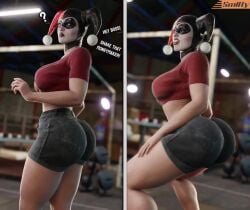 1girls 2koma 3d 3d_(artwork) animated artist_name ass batman_(series) big_ass big_breasts clothed comic crop_top curvaceous curvy curvy_figure dat_ass dc dc_comics dialogue dumptruck_ass english_text female female_only fully_clothed harley_quinn harley_quinn_(classic) huge_ass huge_breasts jean_shorts large_ass large_breasts light-skinned_female light_skin mp4 no_sound shaking_ass shaking_butt shorter_than_10_seconds shorts showing_off showing_off_ass smitty34 solo text thighs video villain villainess