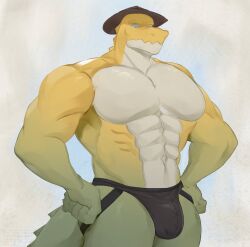 1boy 1male 2024 abs anthro anthro_focus anthro_only bara barazoku big_pecs bigger_male candy clothing crocodile crocodilian crocodylid digital_drawing_(artwork) digital_media_(artwork) focus gummigoo_(the_amazing_digital_circus) gummy_(food) jockstrap jockstrap_only living_candy long_tail male male_anthro male_focus male_only mostly_nude muscles muscular muscular_anthro muscular_arms muscular_male no_pupils partially_clothed partially_clothed_male pecs pectorals reptile reptile_humanoid ryandidindoome scalie serious serious_look simple_background skimpy solo solo_anthro solo_focus solo_in_panel solo_male spiked_tail spikes spikes_(anatomy) spikes_on_back tail the_amazing_digital_circus topless