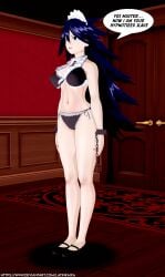 3d artist_name bikini dialogue empty_eyes english_text large_breasts latinkaixa maid_bikini maid_headdress my_hero_academia nemuri_kayama speech_bubble text web_address