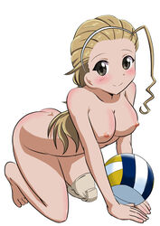 akebi_sasaki artist_request ball boobs breasts girls_und_panzer naked naked_female nipples nude nude_female sasaki_akebi volleyball