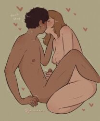 1boy 1boy1girl 1boys 1girl1boy 1girls asking_for_more blonde_female blonde_hair blonde_hair_female blush blush_lines blushed_face blushing_female blushing_male brown_hair brunette_hair brunette_male dirty_blonde_female dirty_blonde_hair dominant_female female femdom gentle_femdom hand_on_another's_head handjob intimacy intimate jo_vixen_ kissing male shivering submissive_male tremble_lines tremble_spikes trembling