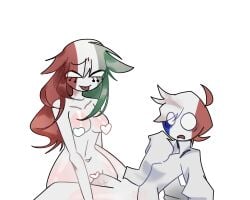 breasts countryhumans countryhumans_girl doodle france_(countryhumans) italian_flag italy italy_(countryhumans) male naked naked_female njt_axi_(artist)