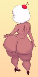 adventure_time ass big_butt butt_focus cartoon_network cherry cherry_cream_soda clothing female food food_creature footwear fruit high_heels nude plant rear_view red_body solo standing thick_thighs vr457 wide_hips