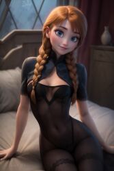 1girls ai_generated angel_light_(artist) anna_(frozen) disney disney_princess frozen_(film) princess sheer_clothing sheer_leotard