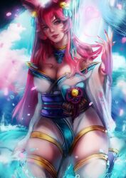 1girls ahri female female_focus female_only league_of_legends lumija-art spirit_blossom_ahri