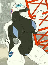 1:1 aircraft anthro big_breasts bikini breasts cameltoe living_machine looking_at_viewer nasa space_shuttle teasing zp92