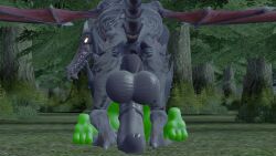 anthro anthro_only balls big_balls big_cock claws dinosaur doggy_style dragon duo erection feet gay green_body looking_back male/male mappysfmxd mario_(series) metroid mythological_creature mythological_scalie mythology nintendo penis penis_in_ground purple_body ridley scalie source_filmmaker space_dragon_(metroid) wings yoshi