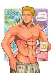 abs barry_allen beefcake blonde_hair dc_comics male muscular_male shirtless shirtless_male the_flash the_flash_(series)