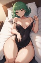 1girls ai_generated alternate_breast_size breasts cleavage cocktail_dress dress female green_eyes green_hair hi_res light-skinned_female light_skin medium_breasts one-punch_man short_hair slim stable_diffusion stuffyai tatsumaki thick_thighs wide_hips