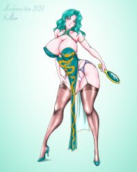 bishoujo_senshi_sailor_moon cheongsam china_dress clothing dress garter_straps high_heels hourglass_figure huge_ass huge_breasts large_breasts lips marubayashi_shumaru michiru_kaiou neptune_symbol panties pelvic_curtain sailor_neptune stockings thick_thighs thighhighs thong wide_hips