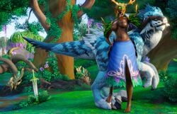 3d 3d_artwork blizzard_entertainment blonde_hair blood_elf druid elf female green_eyes public_topless tree vinesenia warcraft world_of_warcraft zoophilia