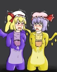 body_swap colley cum_in_onahole cursed ejaculation flandre_scarlet head_swap monophallia onahole_transformation penis penis_neck pussy remilia_scarlet touhou transformation unusual_genitalia_placement unusual_penis_placement weird what