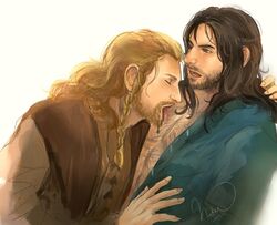 brothers fili incest kili licking_chest shirt_open tagme the_hobbit