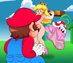 1girls breasts convenient_censoring embarrassed embarrassed_nude_female enf enf-lover female mario mario_(series) nintendo nude outdoors piranha_plant princess_peach super_mario_bros. tagme wardrobe_malfunction