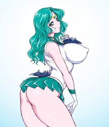 bishoujo_senshi_sailor_moon clothing hourglass_figure huge_ass huge_breasts lips marubayashi_shumaru michiru_kaiou miniskirt panties sailor_neptune sailor_senshi_uniform skirt thick_thighs wide_hips