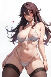 1girls ai_generated artist_name bangs belly belly_button big_breasts blush breast_focus breasts cameltoe cleavage clothing collarbone facing_viewer female female_only flashing flashing_breasts front_view genshin_impact hair_between_eyes hu_tao_(genshin_impact) kladen kladenart light-skinned_female light_skin lingerie looking_at_viewer mole_under_eye parted_lips pinup presenting presenting_breasts puffy_lips red_lipstick sagging_breasts seductive seductive_look shy simple_background small_breasts solo solo_focus stable_diffusion standing stockings thick_hips thick_thighs top_heavy top_heavy_breasts underwear voluptuous voluptuous_female watermark white_background