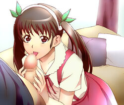 bakemonogatari censored clothing hachikuji_mayoi monogatari_(series) oral_sex tagme