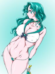 bikini bishoujo_senshi_sailor_moon hourglass_figure huge_ass huge_breasts large_breasts lips marubayashi_shumaru michiru_kaiou midriff miniskirt sailor_neptune sailor_senshi_uniform swimsuit thick_thighs wide_hips