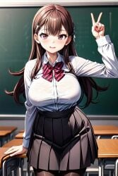 1girls ai_generated classroom komi-san_wa_komyushou_desu large_breasts long_hair school_uniform schoolgirl stable_diffusion yamai_ren