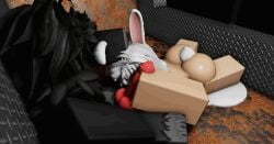 1boy 1girls 2020 3d animated bunny_girl female furry gif male male/female masturbation roblox roblox_game robloxian tagme takiminada_(roblox) transfur_outbreak