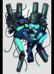 2girls female machinecoolant mindflayer_(ultrakill) multiple_girls restrained robot robot_breasts robot_girl robot_penis robots tentacle threesome ultrakill v1_(ultrakill) yuri