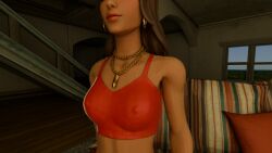 3d blender boardwalk_ruby_(fortnite) bra brown_hair fortnite hard_nipples nipples nipples_visible_through_clothing ruby_(fortnite) tank_top