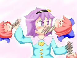 cursed fellatio flying_head holding_head holding_penis monophallia penis penis_neck satori_komeiji sekibanki touhou unusual_genitalia_placement unusual_penis_placement weird what