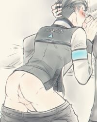 2boys android blowjob blush detroit:_become_human exposed_ass fellatio gavin_reed gay human keiprinceofredroses male_only on_knees oral oral_sex rk900 robot sucking_penis