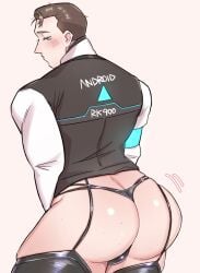 android ass bare_ass big_ass detroit:_become_human exposed_ass garter_straps male_focus male_only pantsless rk900 thick_ass thong