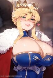 1girls ai_generated artoria_pendragon artoria_pendragon_(lancer) big_breasts blonde_hair breasts busty cleavage clothed clothed_female clothing fate/grand_order fate_(series) female huge_breasts large_breasts mistarman thiccwithaq_(ai_style) voluptuous