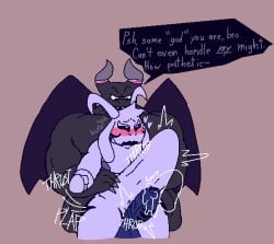 anthro asriel_dreemurr_(god_form) big_dom_small_sub big_penis blush bodily_fluids boss_monster_(undertale) bovid caprine dominant dragaux dragon duo felineflustered genital_fluids genitals goat hands_on_waist horn huge_cock hyper hyper_genitalia hyper_insertion hyper_penis male male/male mammal muscular muscular_male mythological_creature mythological_scalie mythology nintendo onomatopoeia penis precum ring_fit_adventure scalie size_difference sound_effects stomach_bulge text undertale undertale_(series) wings