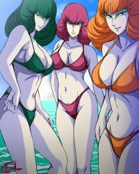 3girls alien alien_girl assassin_a assassin_b assassin_c evil_grin evil_smile t35endou ufo_robo_grendizer villainess