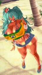 1girls beach big_breasts big_thighs brazil brazilian brazilian_female brazilian_miku breasts busty codeyumi female female_only gigantic_breasts hatsune_miku huge_breasts huge_thighs koikatsu large_breasts large_thighs massive_breasts navel peace_sign sandals thick_thighs thighs twintails v_sign vocaloid voluptuous