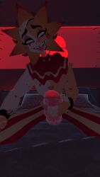 cock_out daycare_attendant_(fnaf) horny_male kneeling_on_bed ready_to_fuck stroking_penis tongue_out vrchat vrchat_avatar