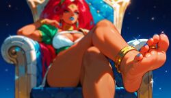 ai_generated breath_of_the_wild cleavage feet female_domination legs sitting throne urbosa