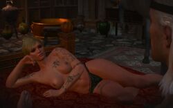 3d blonde_hair cd_projekt_red female female_only geralt_of_rivia mod nude short_hair tattoo the_witcher_(series) the_witcher_3:_wild_hunt ves