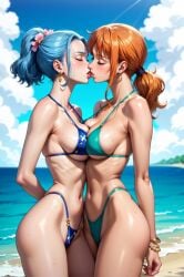 2girls ai_generated animecity female female_only kissing nami_(one_piece) nefertari_vivi one_piece yuri