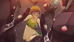 3d amagi_yukiko atlus clothing cum dark_skin double_handjob female gangbang gigas_(persona) glasses handjob huge_cock human interspecies male manual monster multiple_boys pale_skin persona persona_4 satonaka_chie shadow_(persona) short_hair tomboy uriziel38