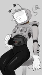 1boy 2025 antennae color colored deltarune deltarune_chapter_3 digital_drawing_(artwork) digital_media_(artwork) gloves male male_only pointy_nose robot robot_humanoid shirtless simple_background sitting solo solo_male tenna_(deltarune) tv tv_head