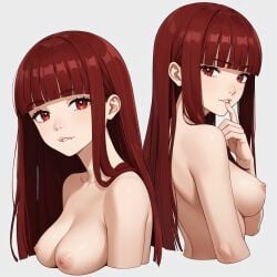 anime_style animegirl breasts original_character red_hair smile topless